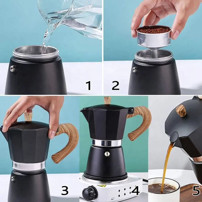 Moka Pot in Matte Black - 3/6 cup