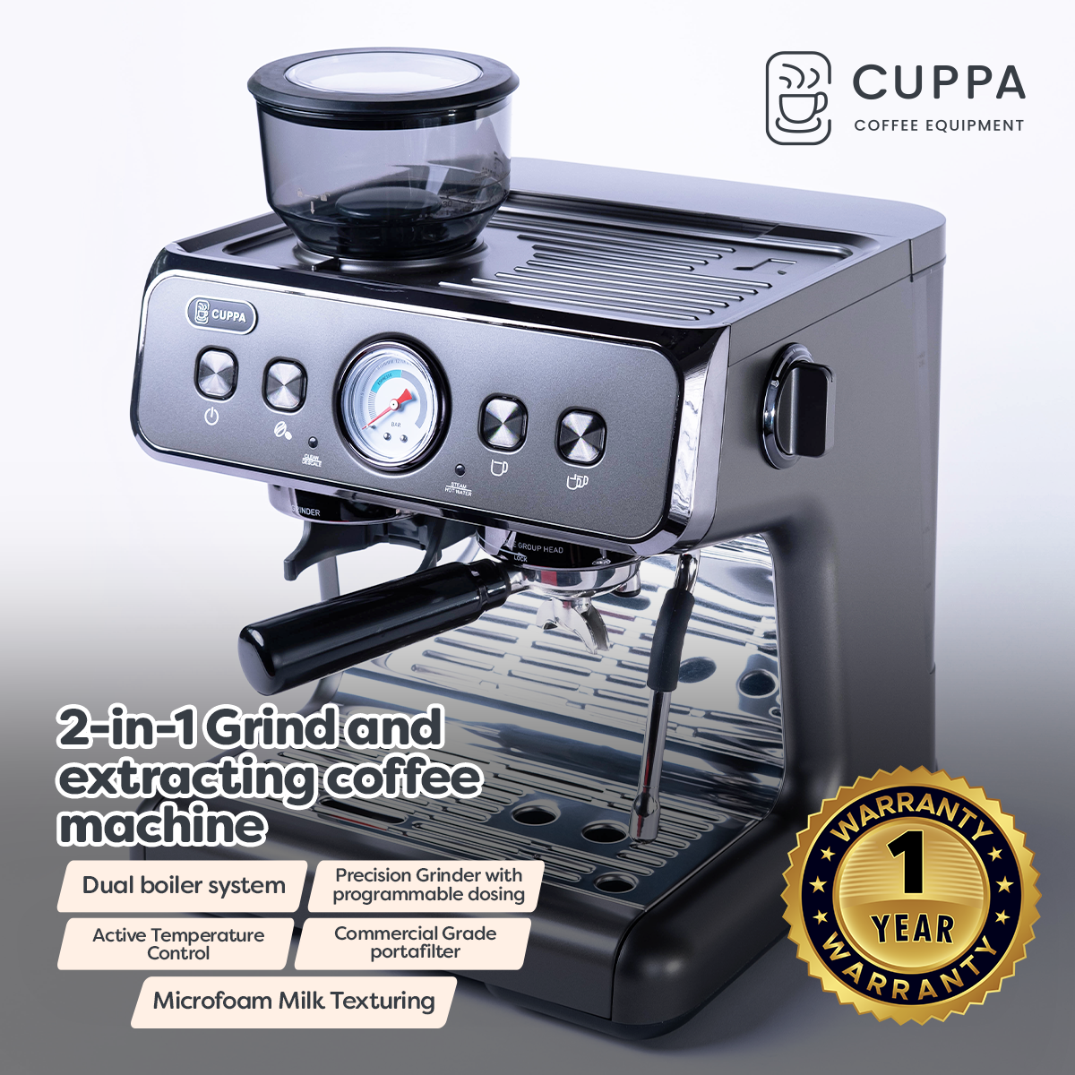 Barista Pro Dual Boiler Espresso Machine with Conical Burr Grinder ...