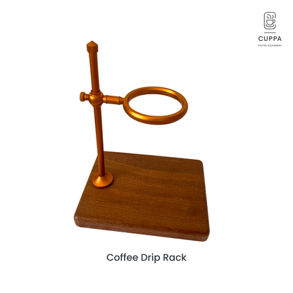 Cuppa Adjustable Coffee Drip Rack - High grade Bronzed Aluminum on Wooden Base