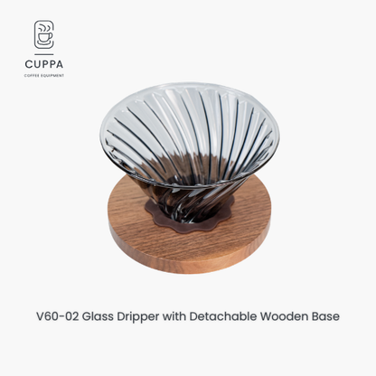 V60-02 Glass Dripper with Detachable Wooden Base