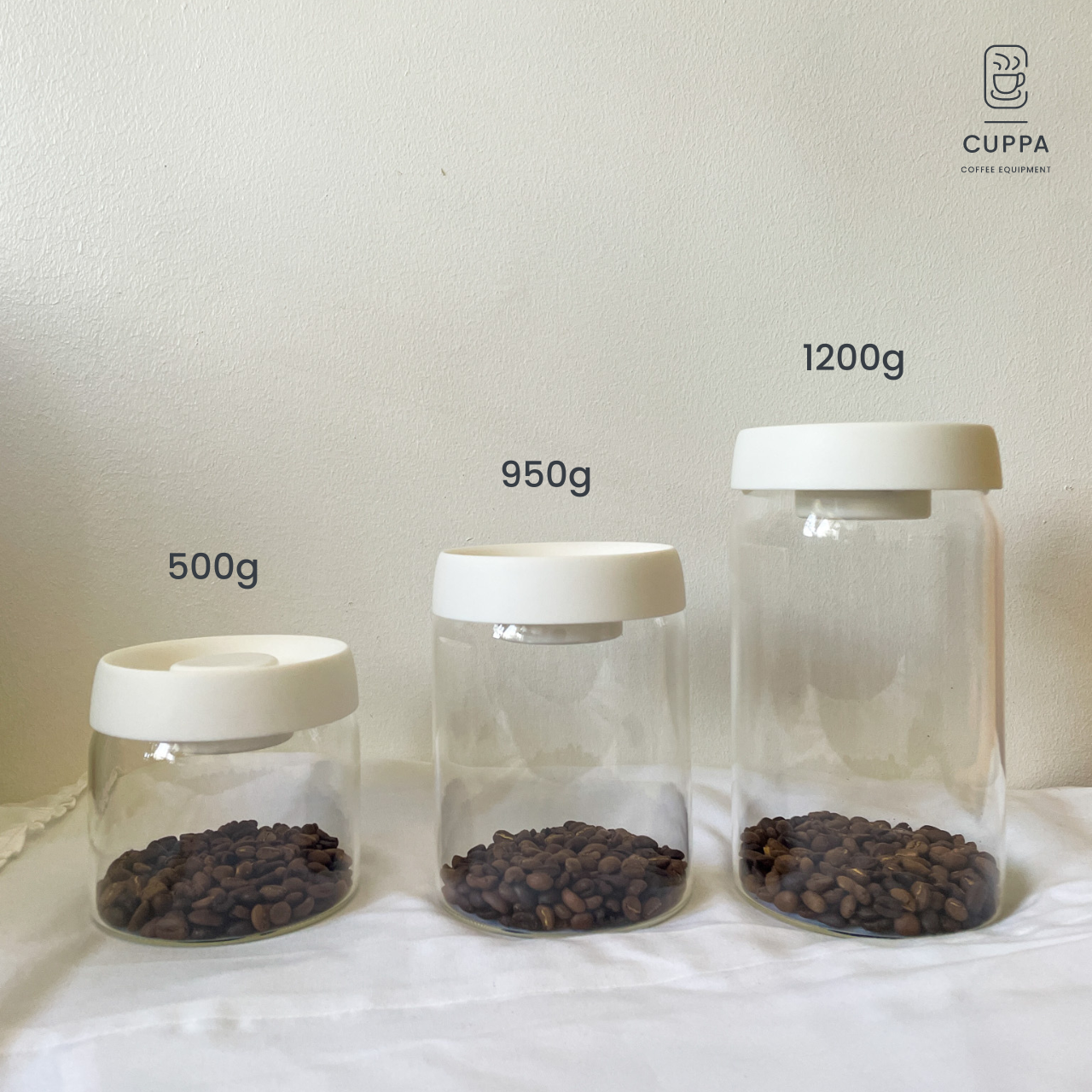 Cuppa Vacuum Sealed Glass Jar 500g 950g 1250g