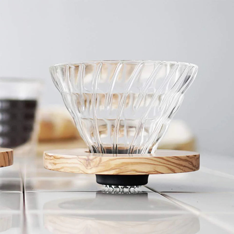 V60-02 Glass Dripper with Detachable Wooden Base