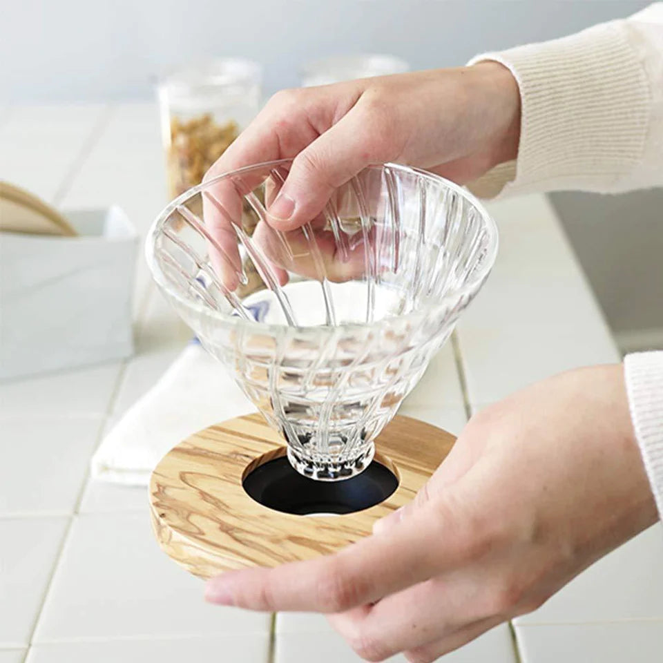 V60-02 Glass Dripper with Detachable Wooden Base