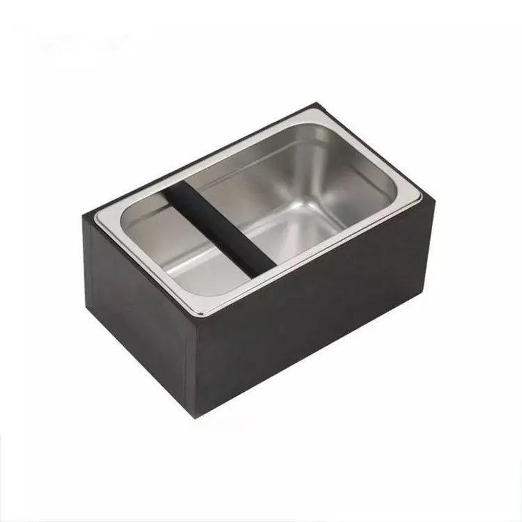 Wooden Knock Box with Removable Stainless Dish